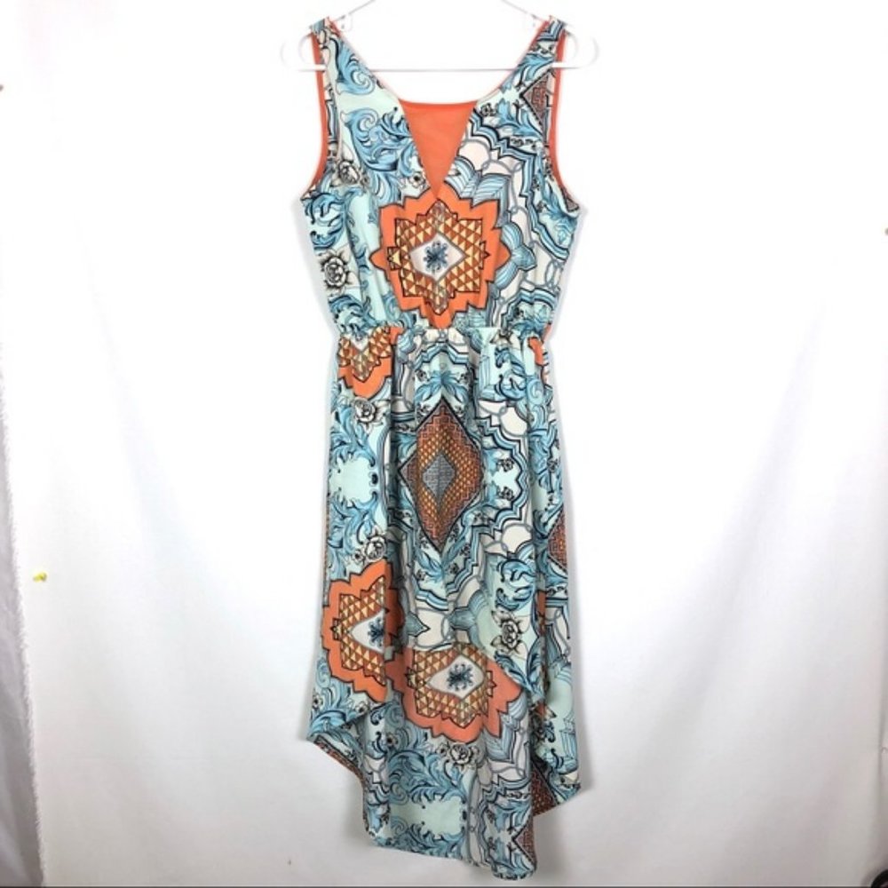 🍑3•4•$30 Paper Crane Dress Sleeveless High Low